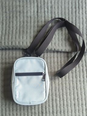 Light Blue Crossbody Pouch with Black Strap